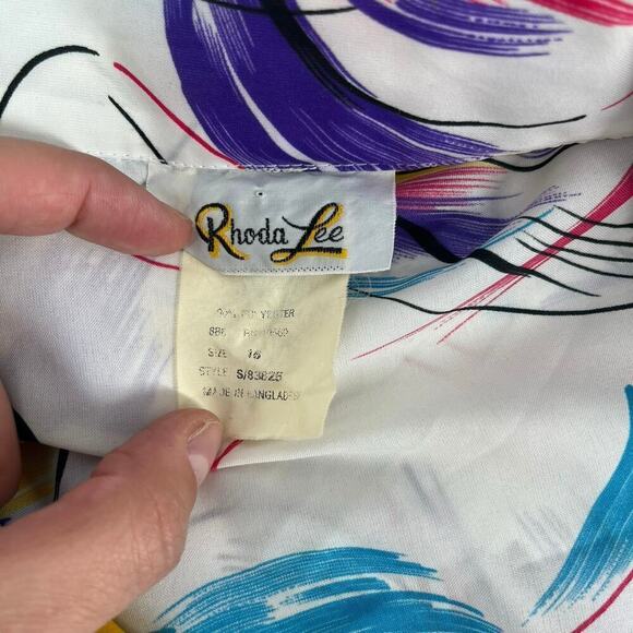 Vintage 90’s Rhoda Lee Blouse Button Down Paintbrush Pink Purple 16 - Picture 8 of 9
